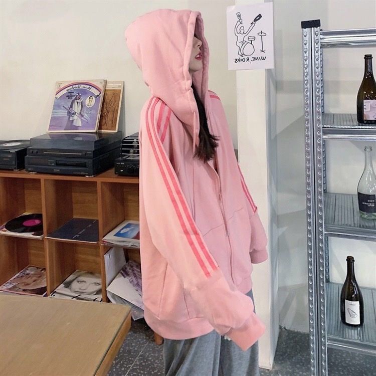 【Yuki】Áo khoác màu hồng siêu xinhhh sọc kẻ tay phong cách Hàn QUốc | BigBuy360 - bigbuy360.vn