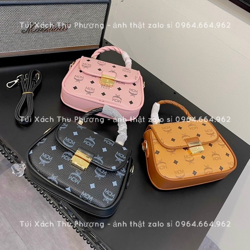 Túi xách quai kiềng có dây đeo chéo hoạ tiết chữ Mc.m siêu sang chảnh cho nữ (cam kết chuẩn ảnh)