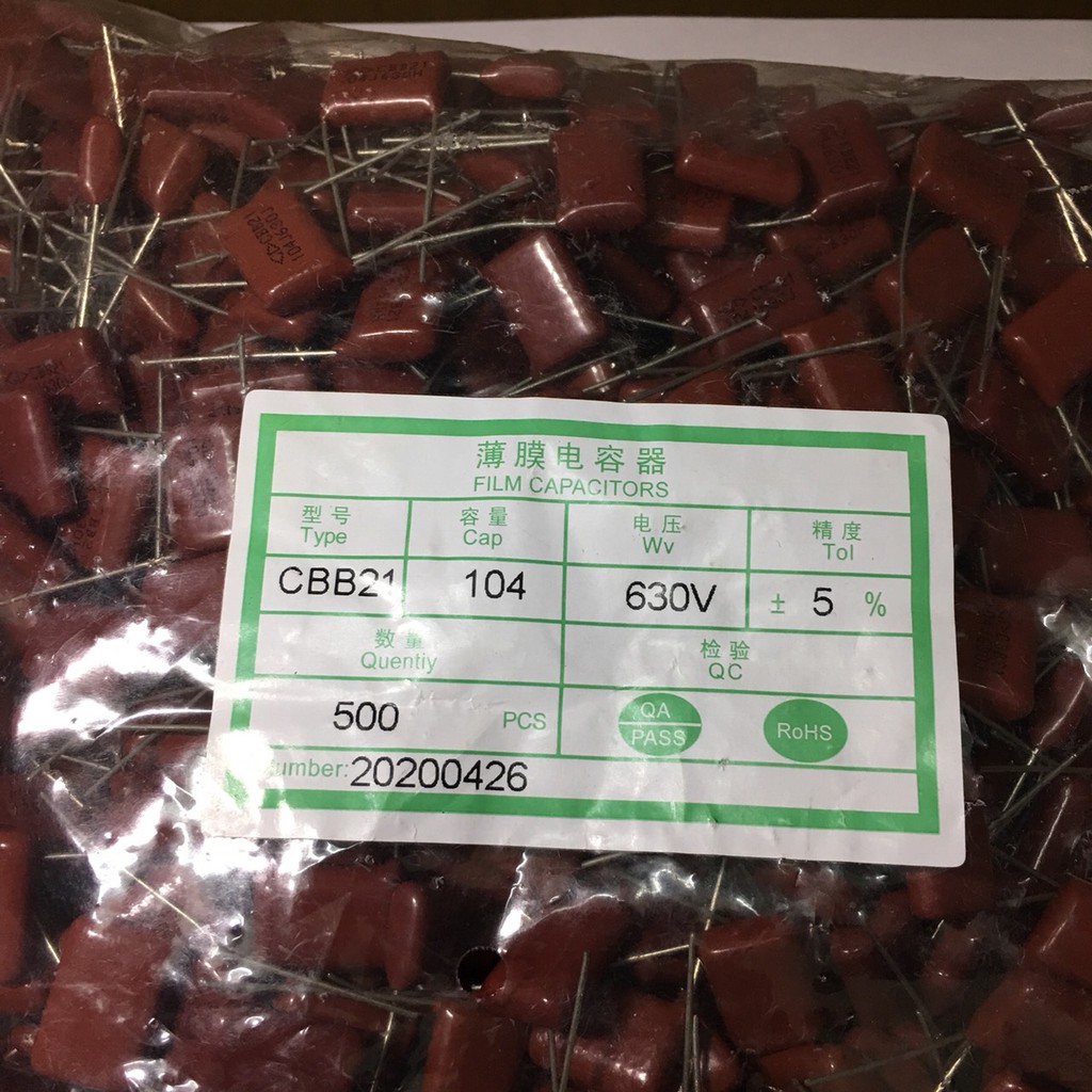Gói 50 Con Tụ Kẹo Đỏ Nâu CBB 104J630V, 104J 630V, 104