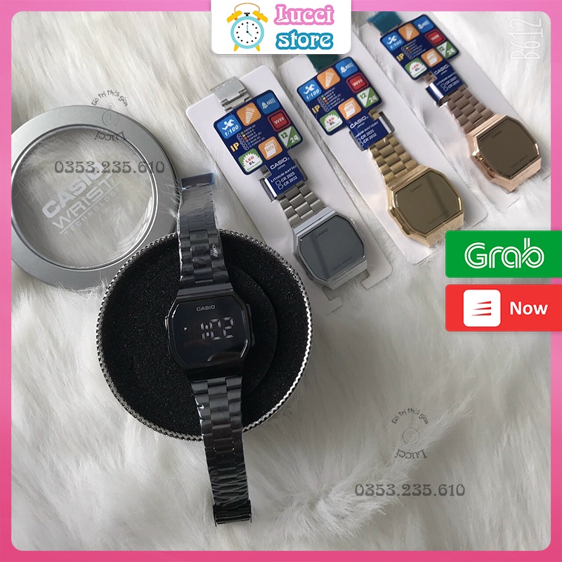 Đồng hồ Nam Nữ điện tử tráng gương A168, đồng hồ cảm ứng màn hình LED dây thép không gỉ mặt vuông | BigBuy360 - bigbuy360.vn