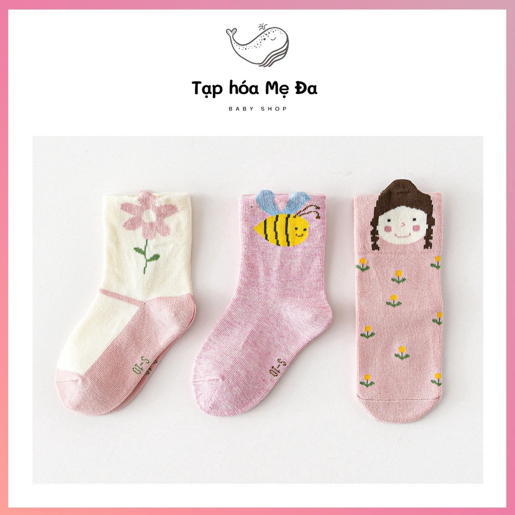 [Hàng cao cấp] Set 3 đôi tất/vớ hoạt hình phong cách Châu Âu chính hãng Caramella cho bé 0-8 tuổi