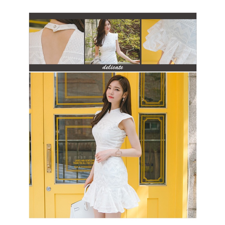 Váy ren body đuôi cá style Hàn Quốc cực sang chảnh hàng Quảng Châu, Đầm body dự tiệc đi chơi xinh ngất
