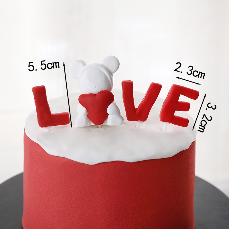 Cây cắm trang trí bánh kem hình cặp đôi gấu dễ thương