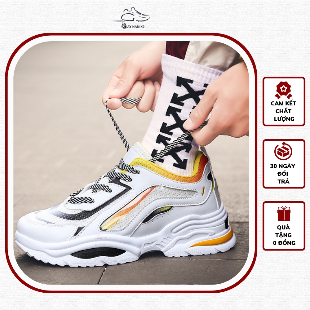 Giày thể thao sneaker nam D68, phong cách trẻ trung năng động, đế cao su non đi cực êm