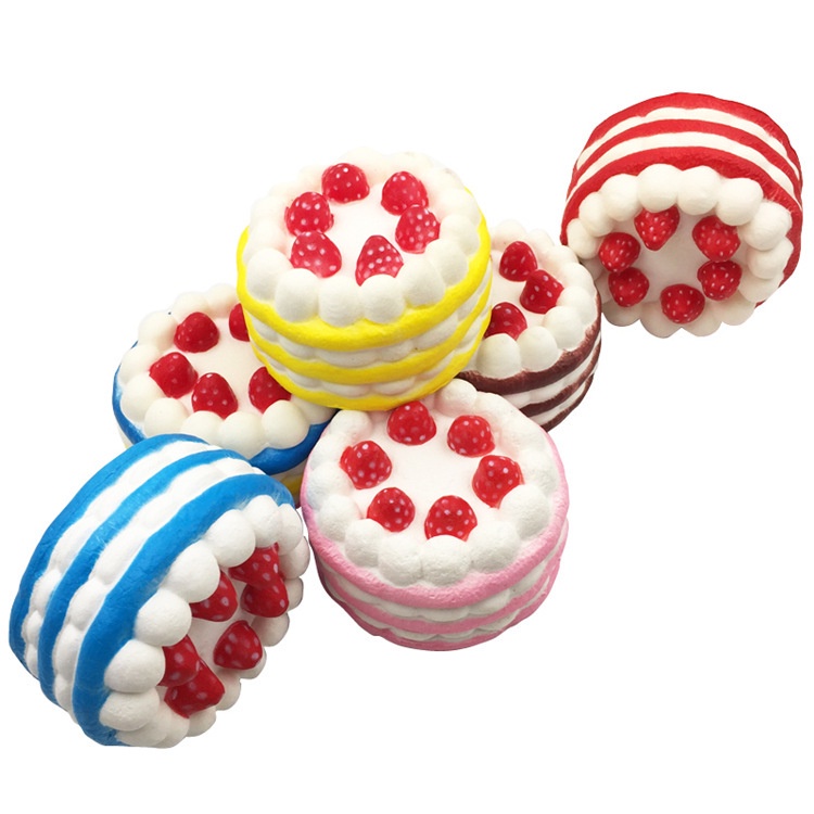 Squishy Lớn JUMBO Hình bánh kem 6 dâu nhiều màu Đồ Chơi Xốp Giảm Stress Hình mềm mịn dễ Thương đàn hồi Cho Bé