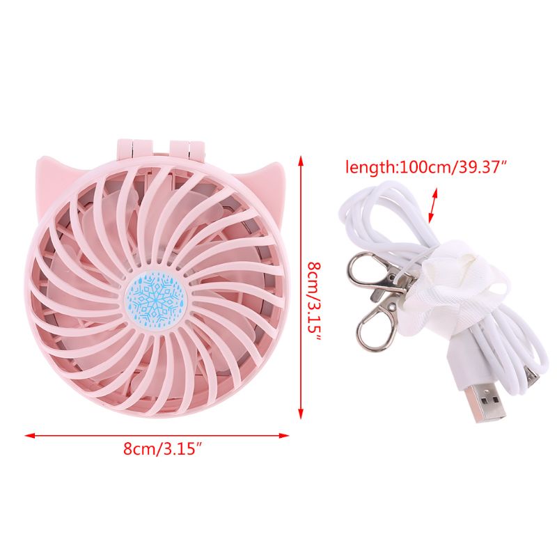 Quạt Mini Kèm Gương Trang Điểm Có Đèn LED