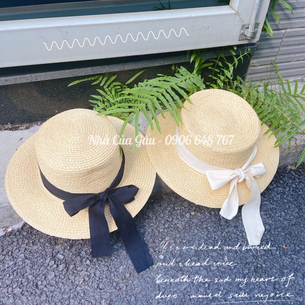 Nón cói nơ cao cấp vành trơn chuẩn nàng thơ luôn ạ