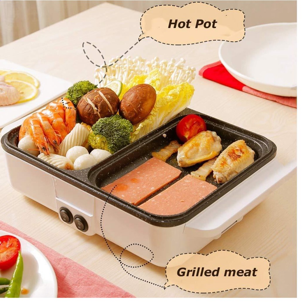 Bộ bếp điện đá Granite BBQ&Hotpot 1200w ( Đen | Hồng )