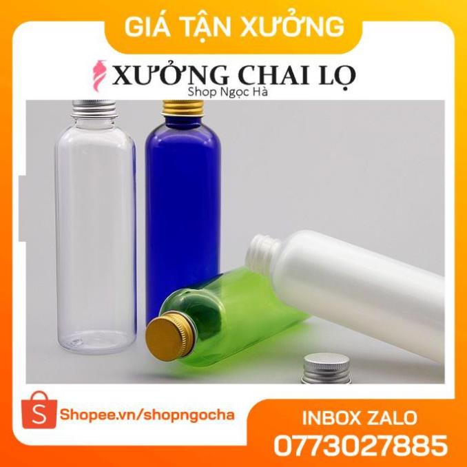 Chai nhựa pet nắp vặn nhôm xanh dương 100ml , chai lọ mỹ phẩm , phụ kiện du lịch