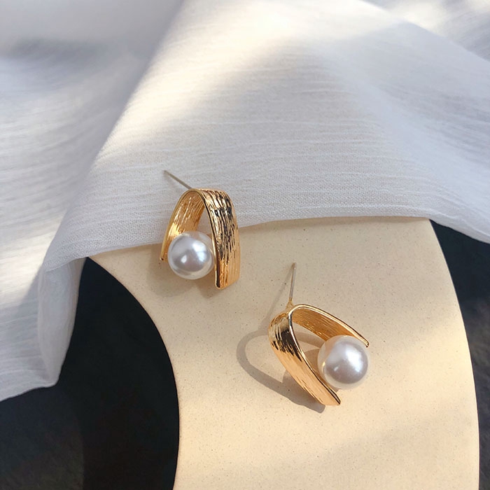 Bông Tai Mạ Bạc 925 Đính Ngọc Trai Giả Xinh Xắn