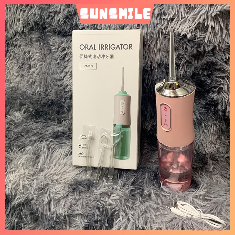 Máy tăm nước cầm tay Oral Irrigator Sun Smile tăm nước vệ sinh răng 3 chế độ, cao cấp tiêu chuẩn châu âu