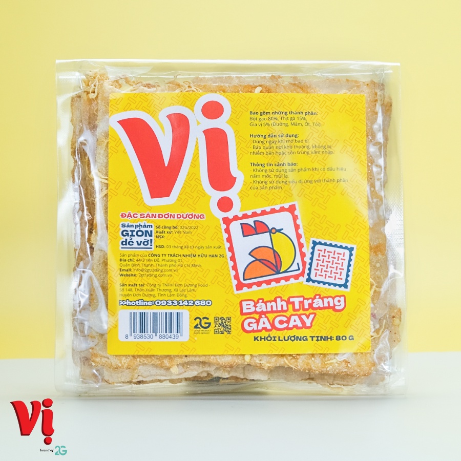 Bánh Tráng Gà Cay Vị Túi Mini 80g - Đặc Sản Đơn Dương