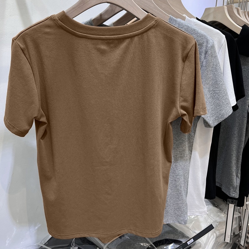 NRVP Áo thun cotton tay ngắn cổ tròn thời trang mùa hè phong cách Hàn Quốc
