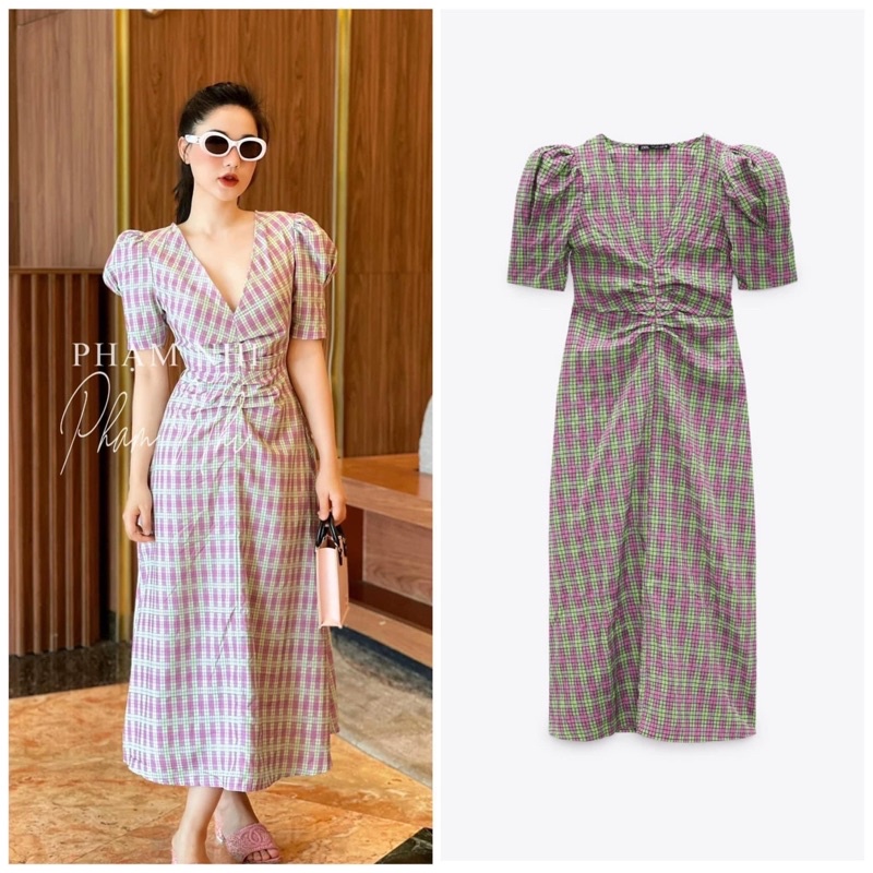 NEW Váy Zara kẻ cổ tím code: 4688/313 auth new full tag size XS S M
