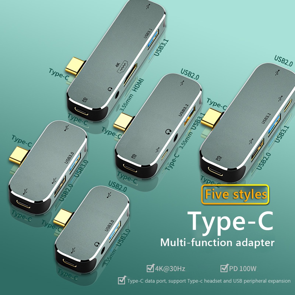 Hub Chia Cổng USB Type C 3.5m Jack PD100W USB HDMI USB 3.0 Tiện Dụng Cho Laptop/ Máy Tính