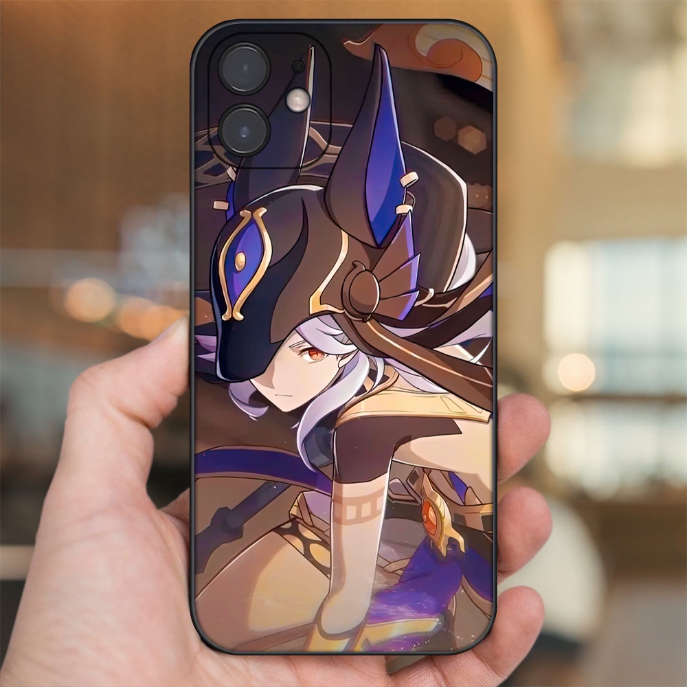 Ốp lưng iPhone 12 dẻo đen cạnh vuông in hình Cyno Genshin Impact