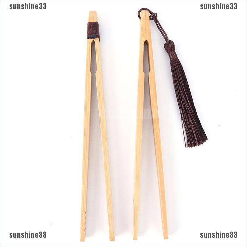 【COD•suns】New wooden tea tweezer bacon tea clip tongs bamboo kitchen salad foo