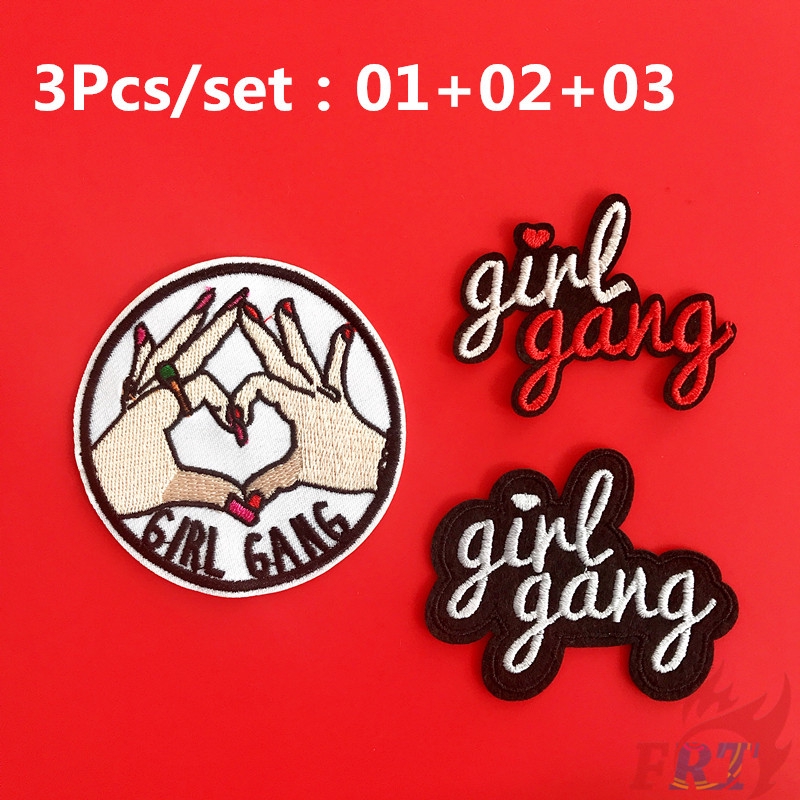 Set 1 / 3 Miếng Vá Nhiệt Dùng Trang Trí Áo Quần（☸ Fashion Brand - Girl Gang Patch ☸）