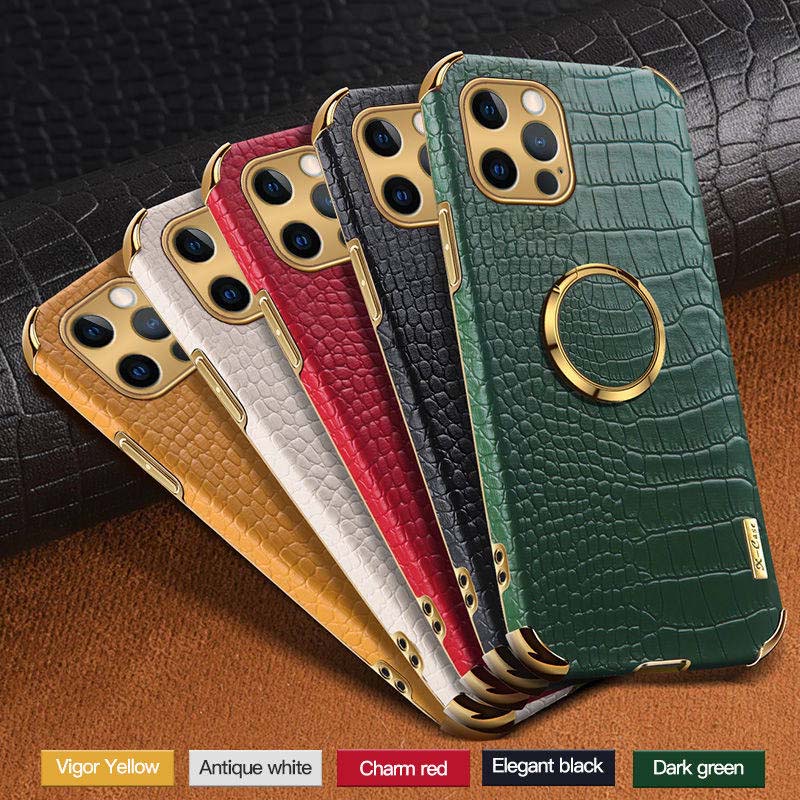 Ốp Điện Thoại Da Cá Sấu Mạ Màu Kèm Giá Đỡ Nhẫn Cho Xiaomi 11T Poco M4 X4 Pro Redmi 10 Prime 10C 10A Note 11 11s Pro 5G