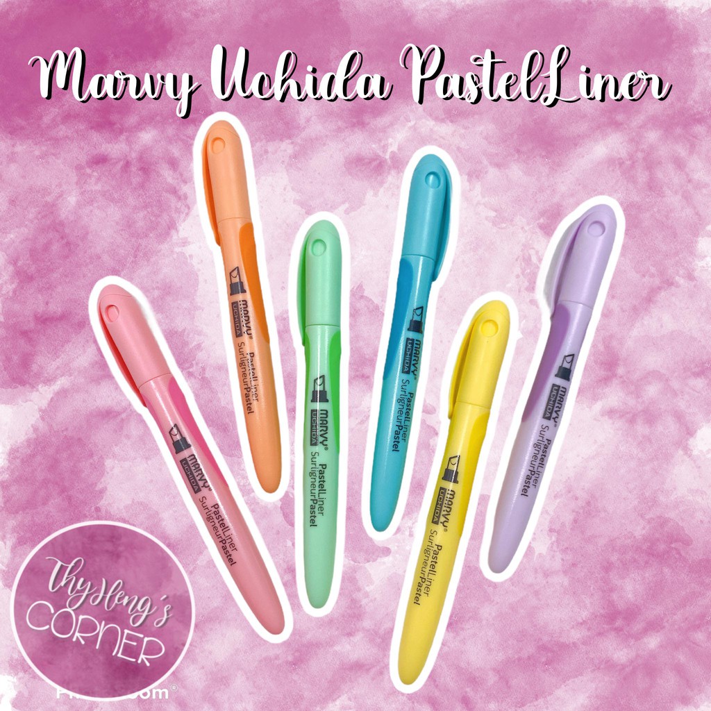 Set/lẻ 6 bút dạ quang Marvy Uchida Highlighter PastelLiner (Loại dài)