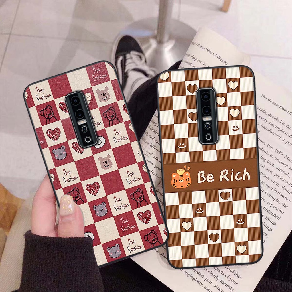 Ốp Vivo V17 Pro gấu Bear rick caro vuông thời trang siêu đẹp