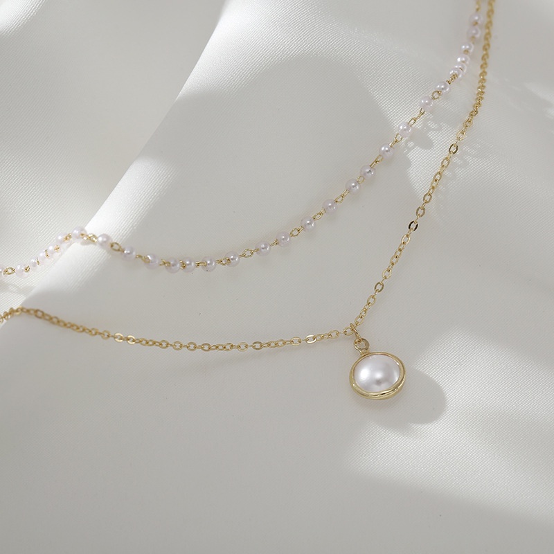 Vòng cổ Bella925 dây chuyền 2 lớp đính ngọc trai nhân tạo sang trọng tặng 1 hộp đựng trang sức