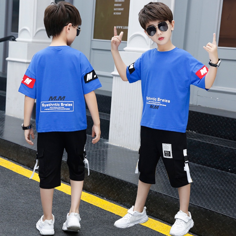 Set Đồ 2 Món Áo Thun Tay Ngắn Dáng Rộng + Quần Thời Trang Mùa Hè Cho Bé Trai