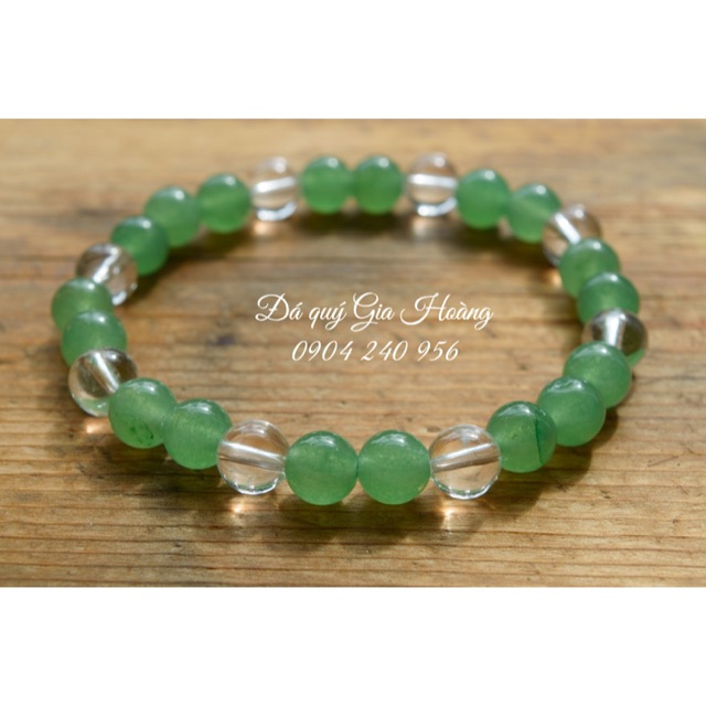 Lắc tay đá phong thuỷ Thạch Anh trắng và Aventurine xanh