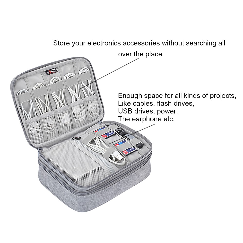 Túi Evertoner đựng dây cáp sạc / đồ trang điểm có khóa kéo tiện dụng