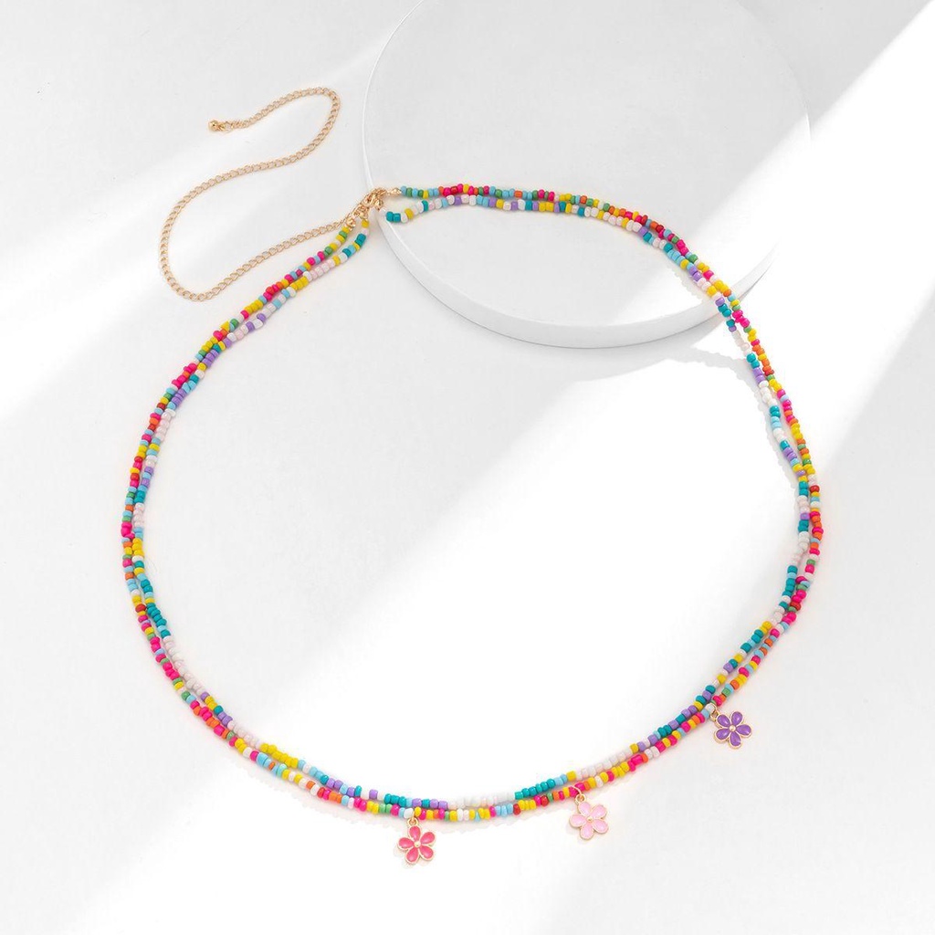 MKEB Dây xích đeo vòng eo phong cách bohemian chuỗi hạt quyến rũ có thể điều chỉnh hai lớp nhiều màu sắc cho nữ đi biển