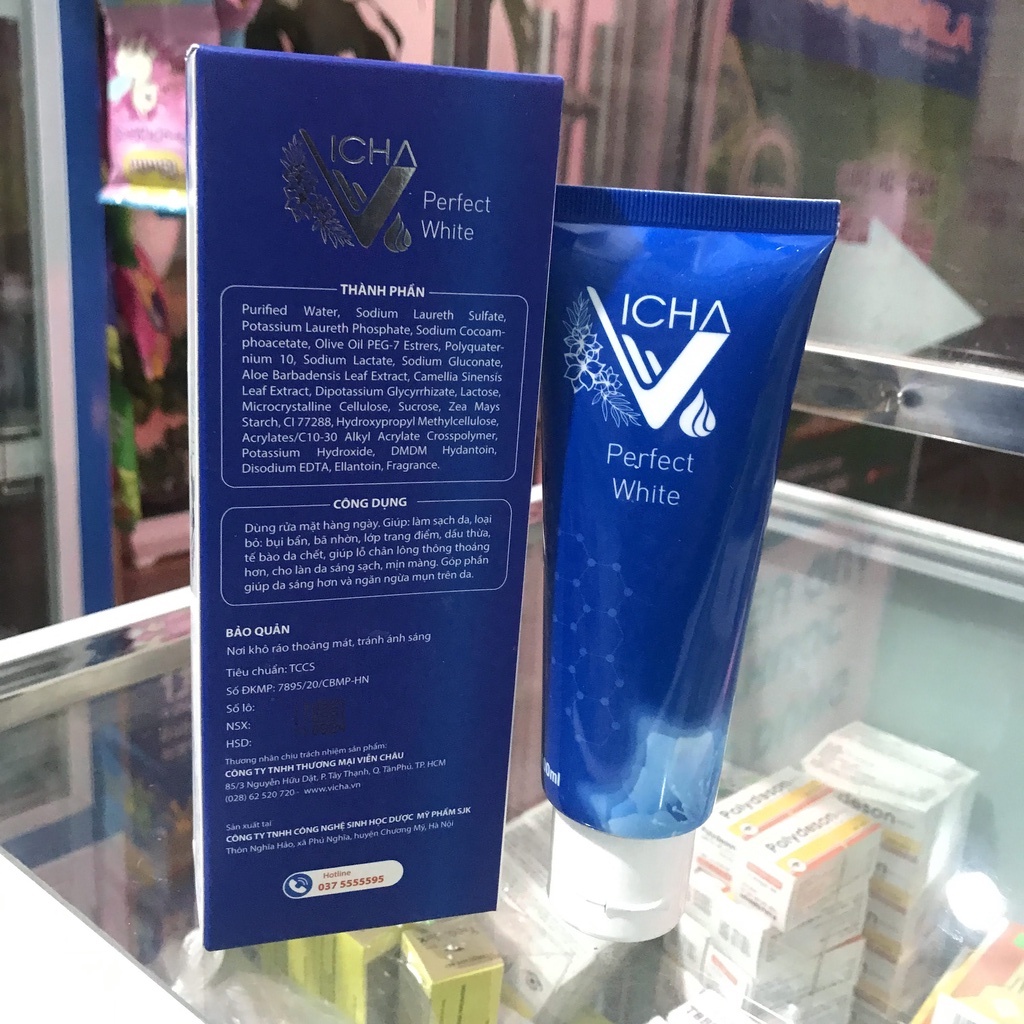 ✅ sữa rửa mặt perfect white Vicha sữa rửa mặt trắng mịn da loại bỏ bã nhờn tẩy tế bào chết da mặt
