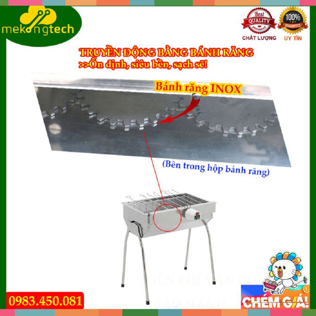 Lò nướng thịt bằng than TopV V5M, bếp nướng than hoa tự xoay, nướng than hoa inox, ngoài trời - Mekongtech1