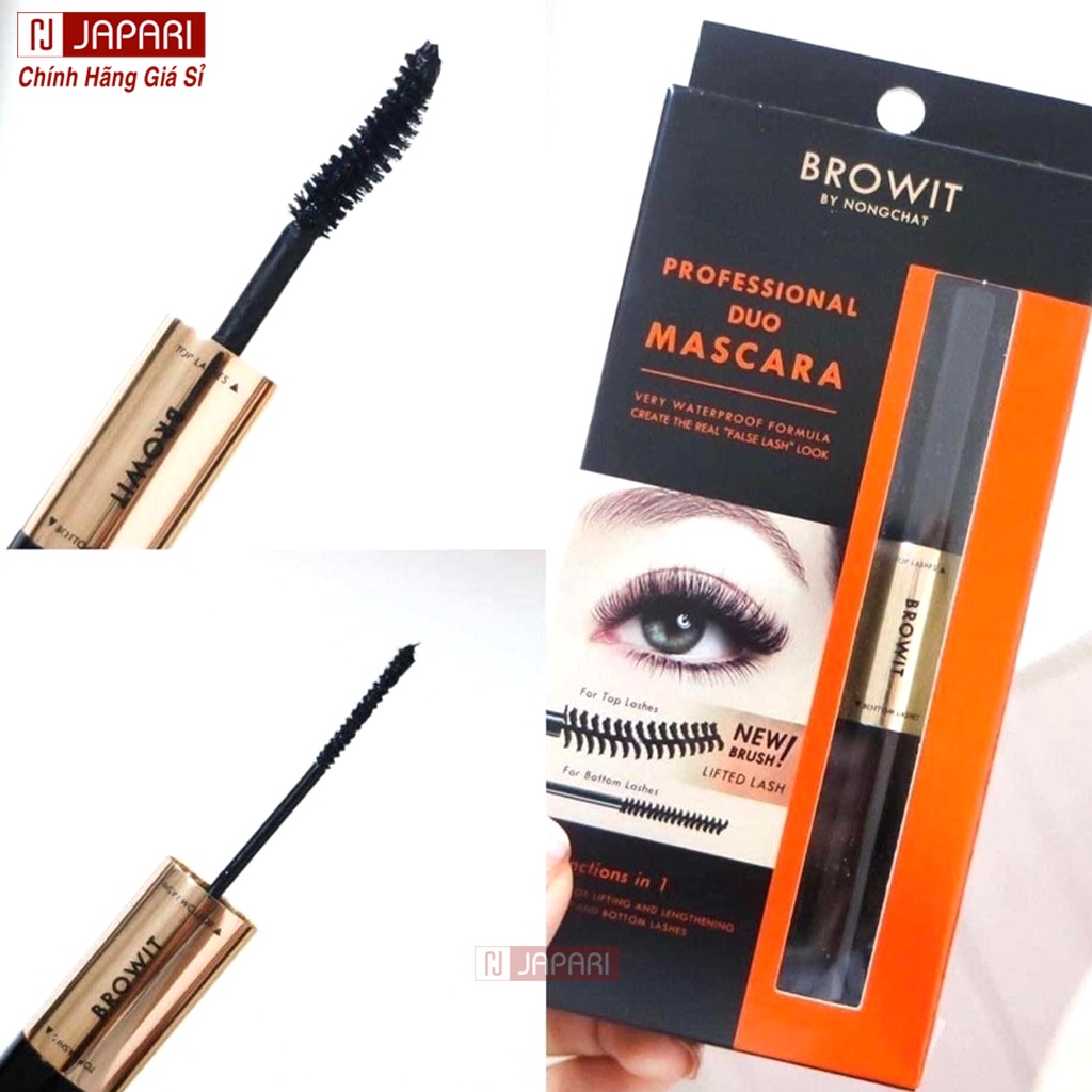 Mascara Nongchat Browit Thái Lan Chính Hãng - Masscara Chuốt Mi Nongchat 2 Đầu Chống Nước Lâu Trôi Chuốt Lông Mày Japari