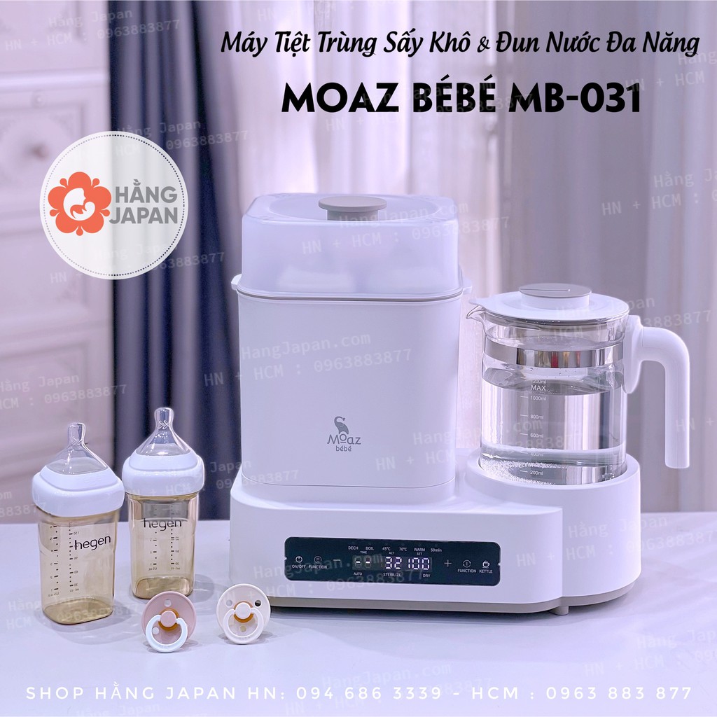 Máy tiệt trùng sấy khô bình sữa MOAZ BEBE MB031 - Tích hợp hâm đun pha sữa cho bé tiên lợi - BH 12 THÁNG