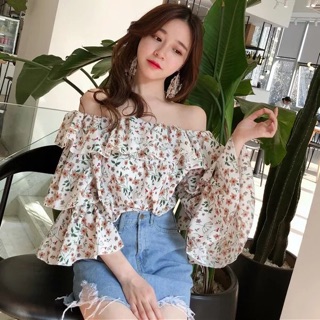 Áo hoa trễ vai