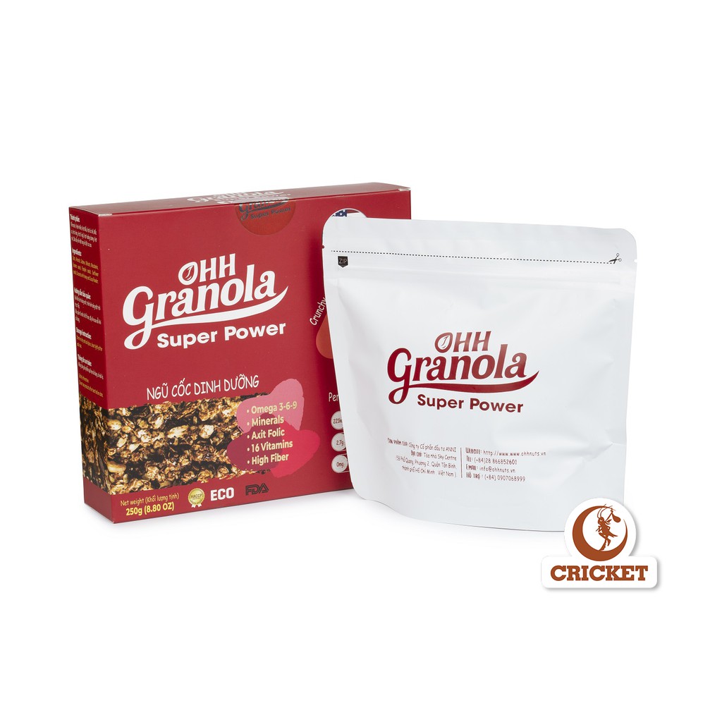 [ Super Power ] Ngũ cốc trái cây Ohh Granola Hộp 250g - Ngũ cốc dinh dưỡng cao cấp, hỗ trợ ăn kiêng.