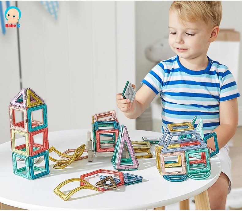 Đồ chơi cho bé, bộ xếp hình nam châm Magnetic Blocks - Kub Shop Babe K