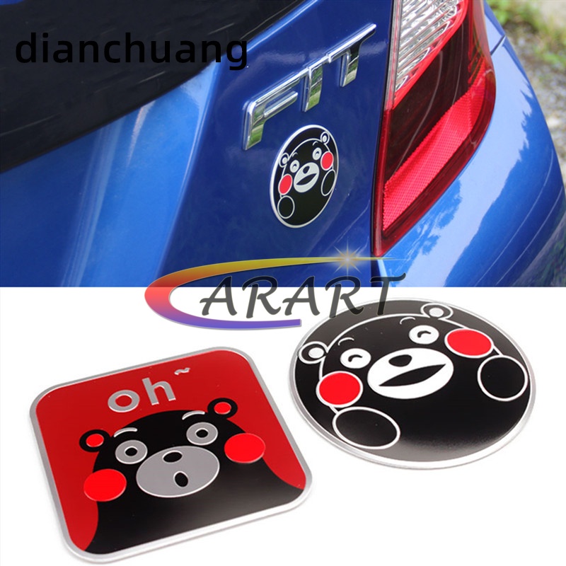 1 Miếng Dán Kim Loại Hình kumamon Hoạt Hình Trang Trí Thân Xe Hơi