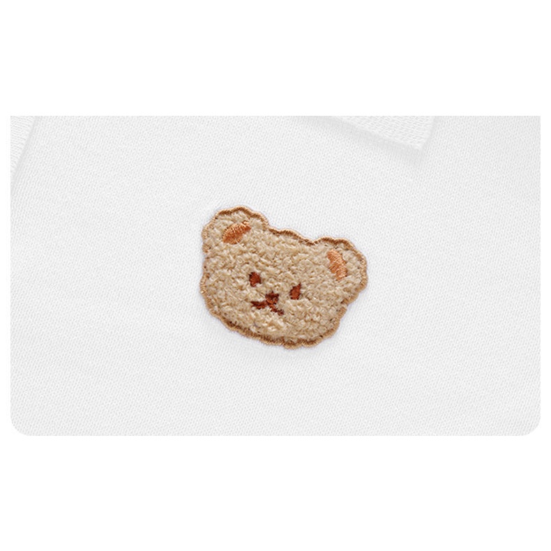 Áo polo Tay Ngắn Phối Dây Rút In Hình Gấu Trắng Thời Trang Mùa Hè Mới Dành Cho Bạn Nữ