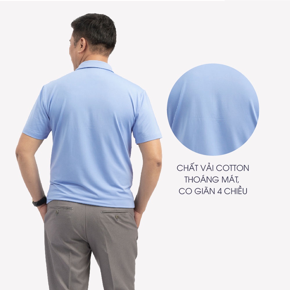 Áo Polo Nam Trung Niên ANCHI Màu Xanh Nhạt Trơn Chất Liệu Cotton Cao Cấp