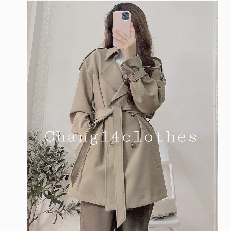 Áo khoác mangto lỡ kèm đai chính hãng Boiling