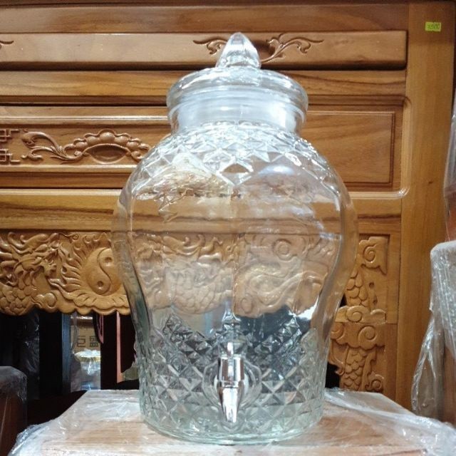 Bình thủy tinh ngâm sâm 15 lít có van