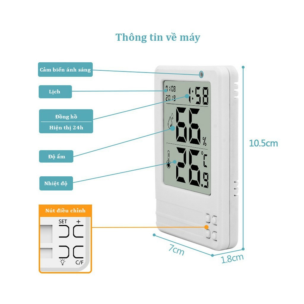 Nhiệt ẩm kế điện tử thông minh với cảm biến tự sáng