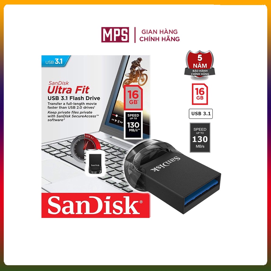 USB 32GB - 16GB SanDisk Ultra Fit CZ430 3.0 usb mini siêu nhỏ - Minh Phong Store