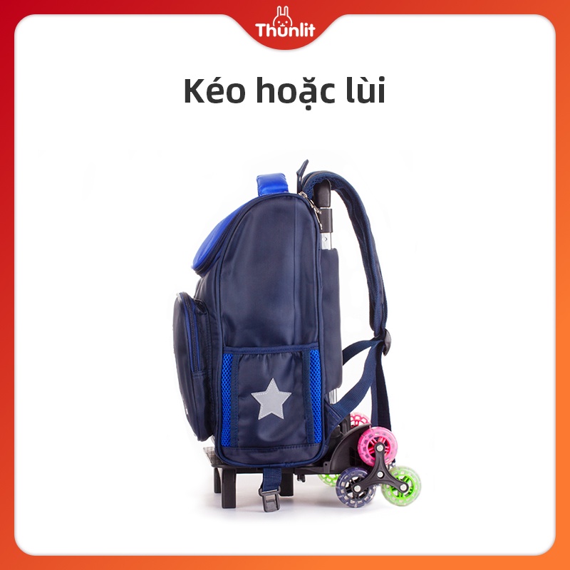 Balo đi học THUNLIT có bánh xe kéo dành cho trẻ em lớp 3-6