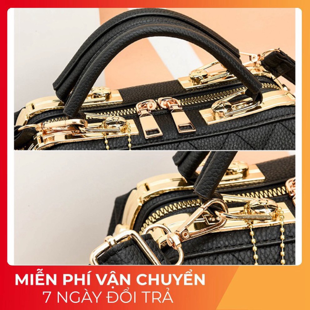 Túi Xách Nữ Đeo Chéo Vai Cao Cấp Nhỏ Vuông Đính Hạt Sang Chảnh Chốt Quai Xách Cá
