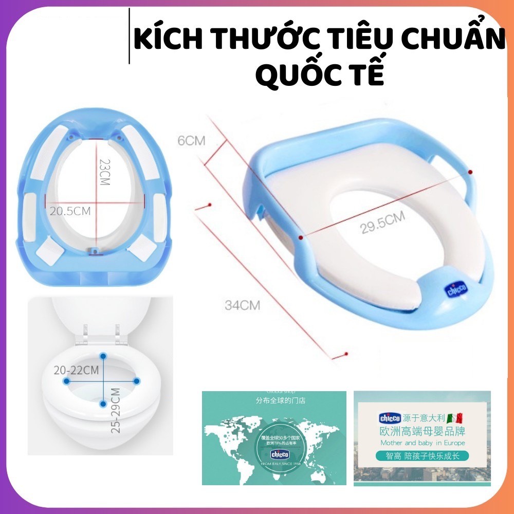  Nắp thu nhỏ bồn cầu cho bé Chicco, hàng chính hãng, đủ 3 màu, loại dày và bền