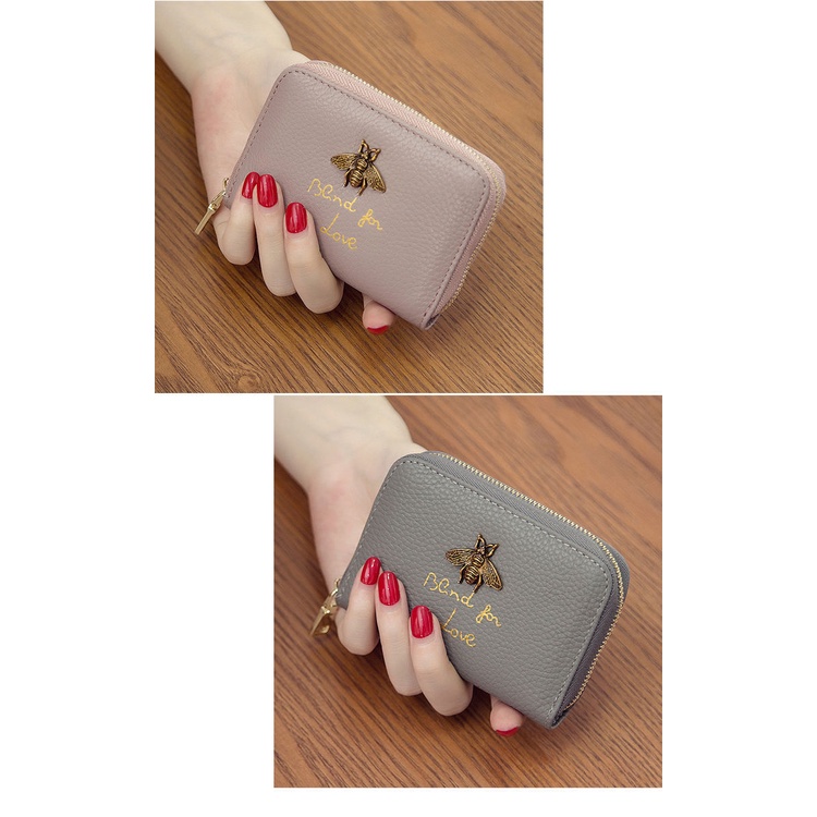 Ví JASMIN NOIR dáng ngắn da PU có khóa kéo dây tiêu chuẩn thời trang dành cho nữ