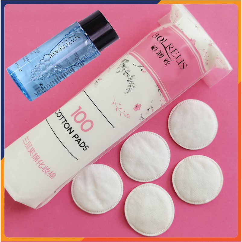 Combo Nước tẩy trang MayCreate 50ml + Gói bông tẩy trang cotton 100 miếng 3 lớp làm sạch sâu lớp trang điểm SPU197