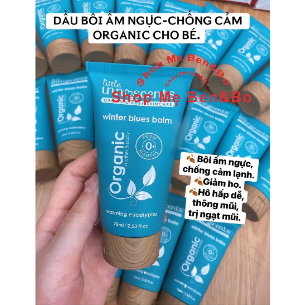 Dầu bôi ấm ngực phòng ngừa cảm cúm,giảm ho,nghẹt mũi từ Khuynh Diệp Little Innoscents winter blue balm Úc